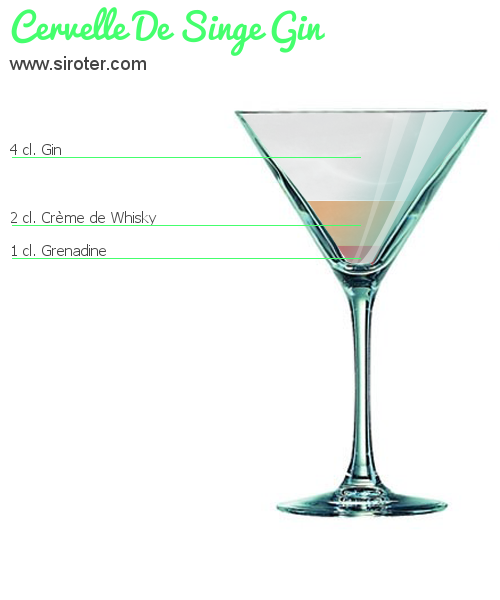 Recette Cocktail CERVELLE DE SINGE GIN Cocktail CERVELLE DE SINGE GIN